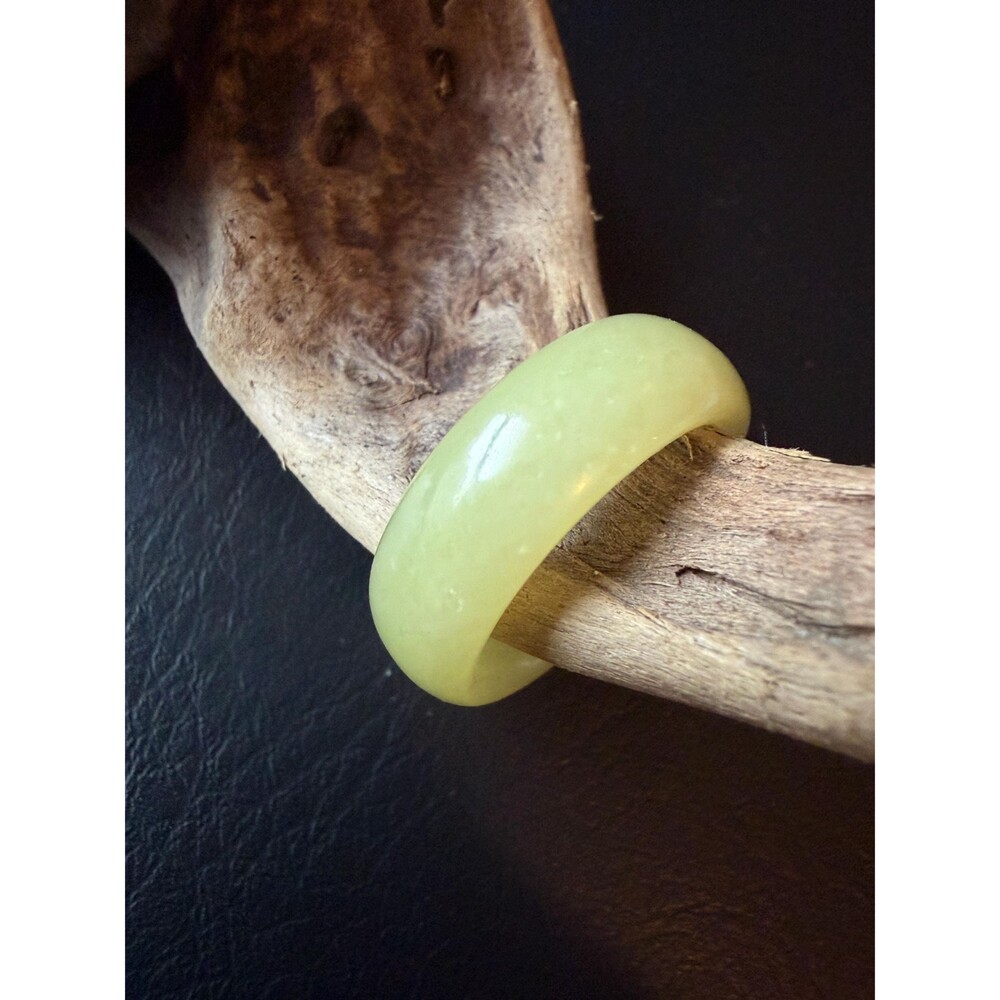 Natural Jade band ring size 7/7.25 yellow tone Jade minimalist stone jewelry